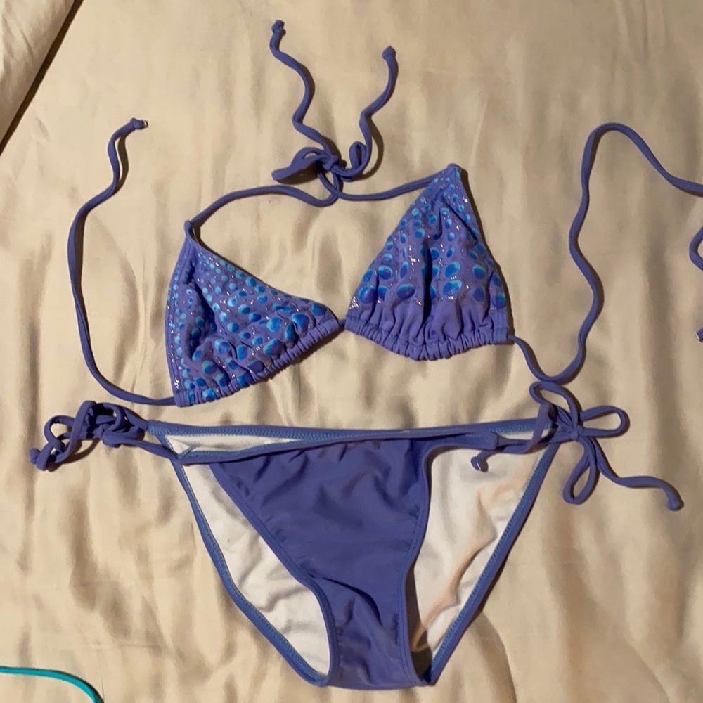 Purple with glitter string bikini